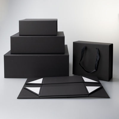 157gsm Art Paper Black Gift Box met Deksel Vouwbare Stijve Magnetische Verpakking